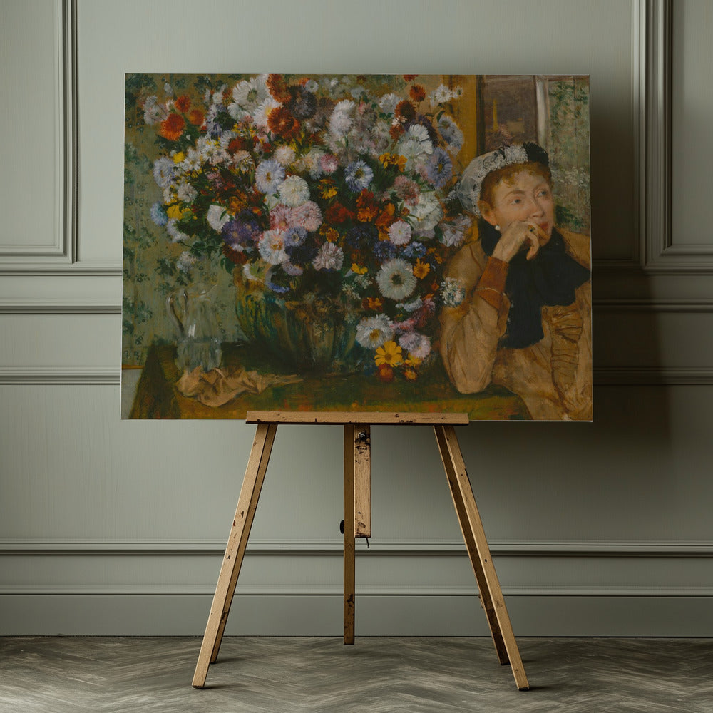 A Woman Seated Beside a Vase of Flowers - Poster / Art Print - interiör