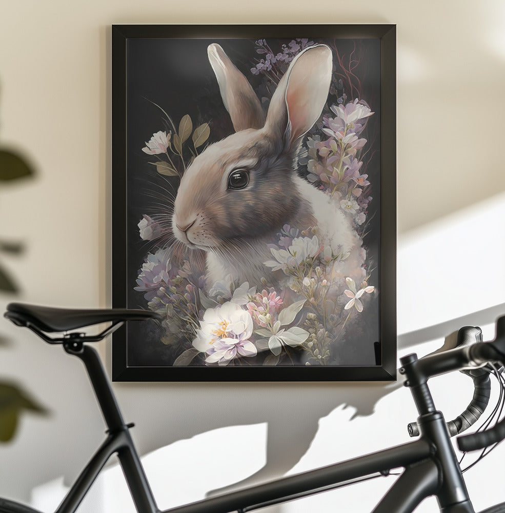 Rabbit and Flowers 3 - Poster / Art Print - interiör