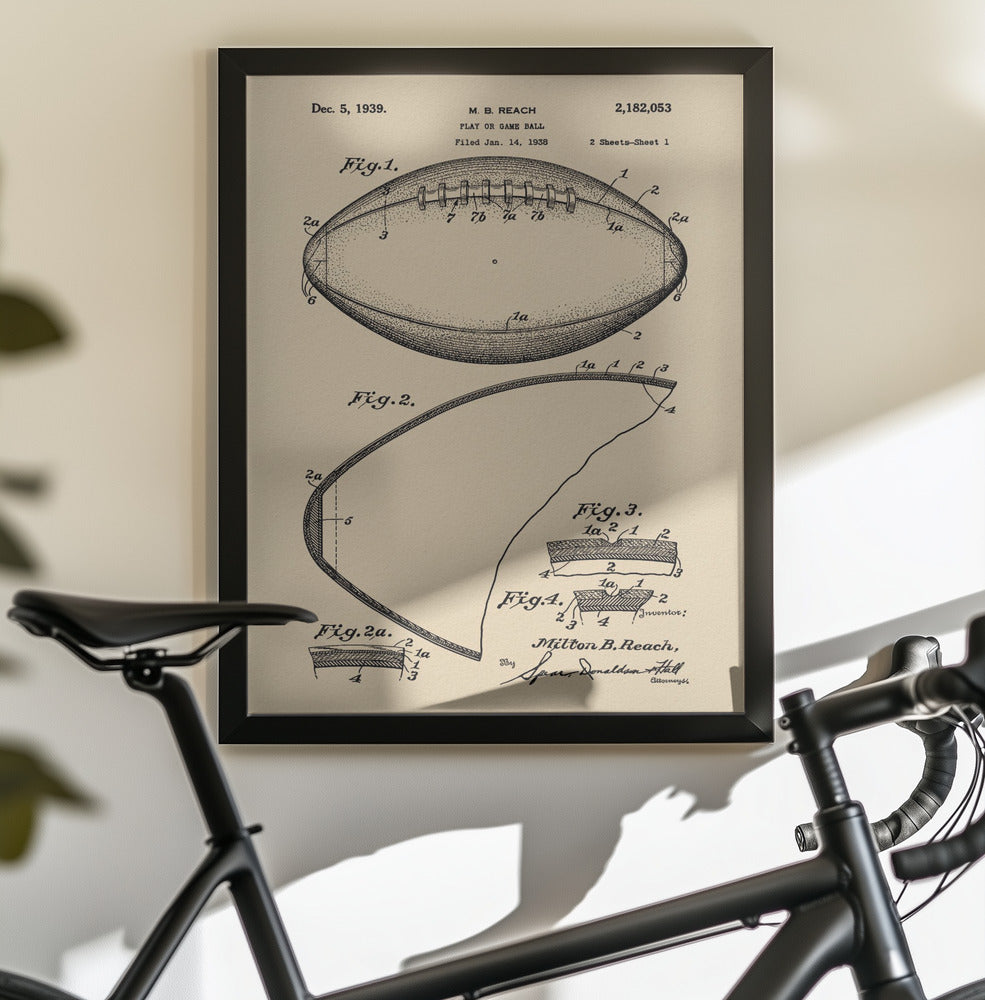 Football Patent 1938 - Poster / Art Print - interiör