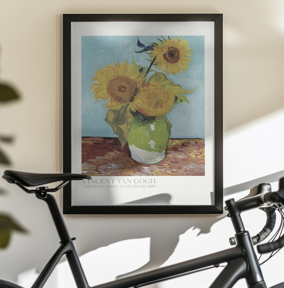 Vase With Three Sunflowers - Poster / Art Print - interiör