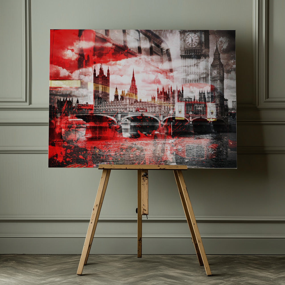 City Art LONDON Red Bus Composing - Poster / Art Print - interiör