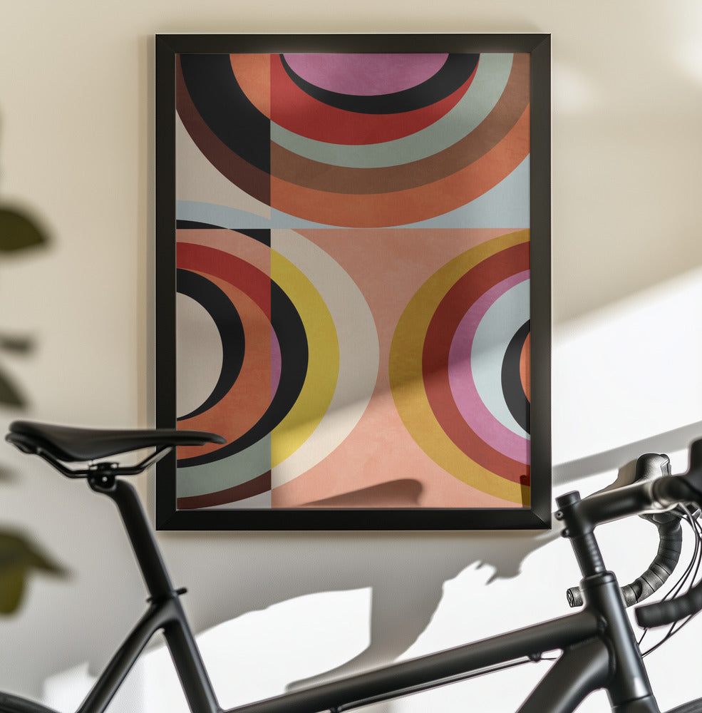 Warm Colors Bauhaus Geometry3 - Poster / Art Print - interiör