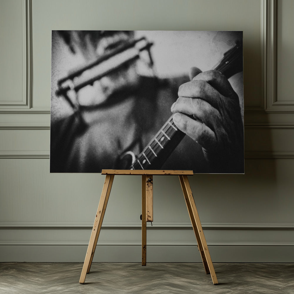Wolf with mandolin and harmonica - Poster / Art Print - interiör