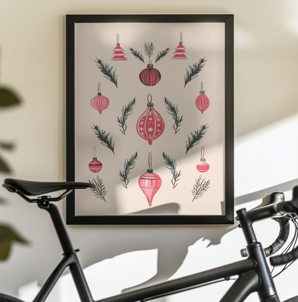 Pink Baubles - Poster / Art Print - interiör