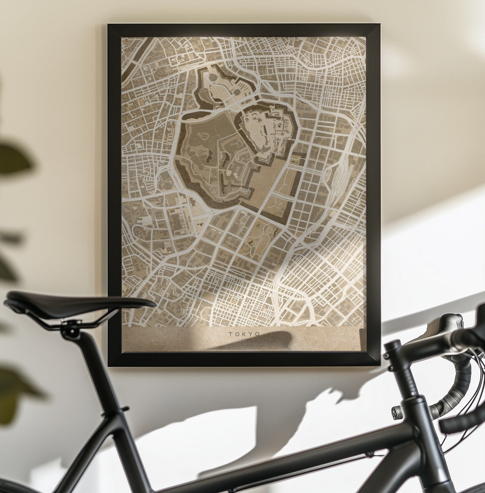 Sepia karta av Tokyo - Poster / Art Print - interiör