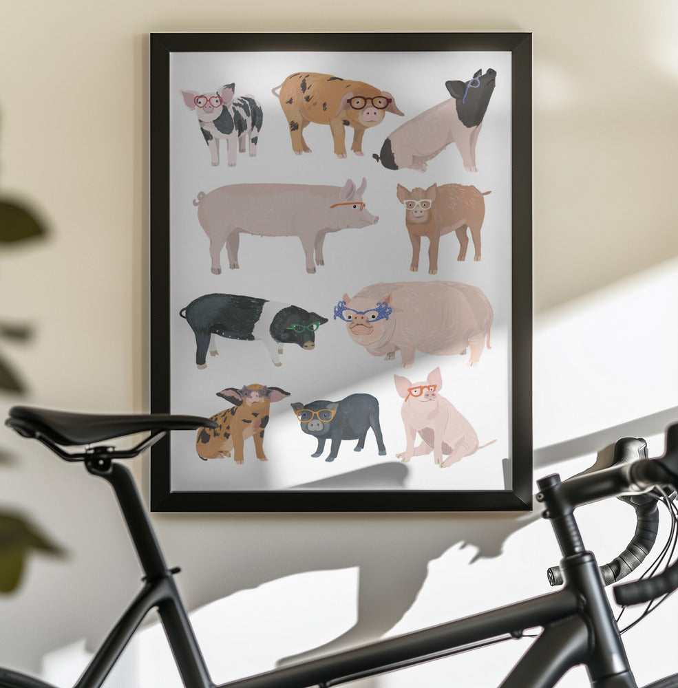 Pigs Glasses - Poster / Art Print - interiör
