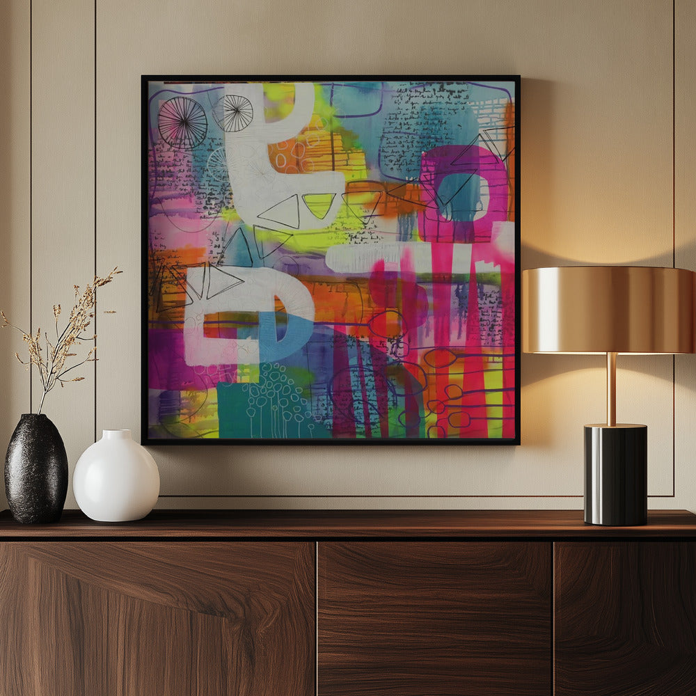 Geometric Shapes and Colorful Patterns - Poster / Art Print - interiör