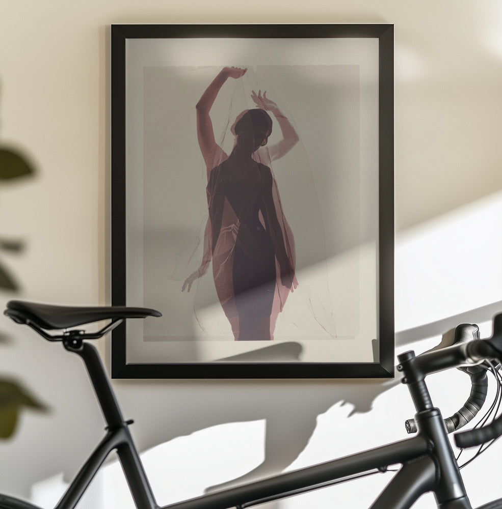 Silhouette of a Woman Draped in Sheer Fabric - Poster / Art Print - interiör