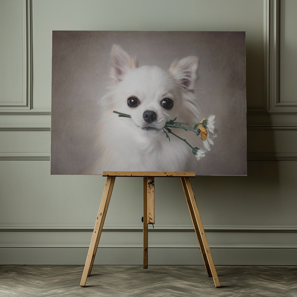 Chihuahua with flowers - Poster / Art Print - interiör