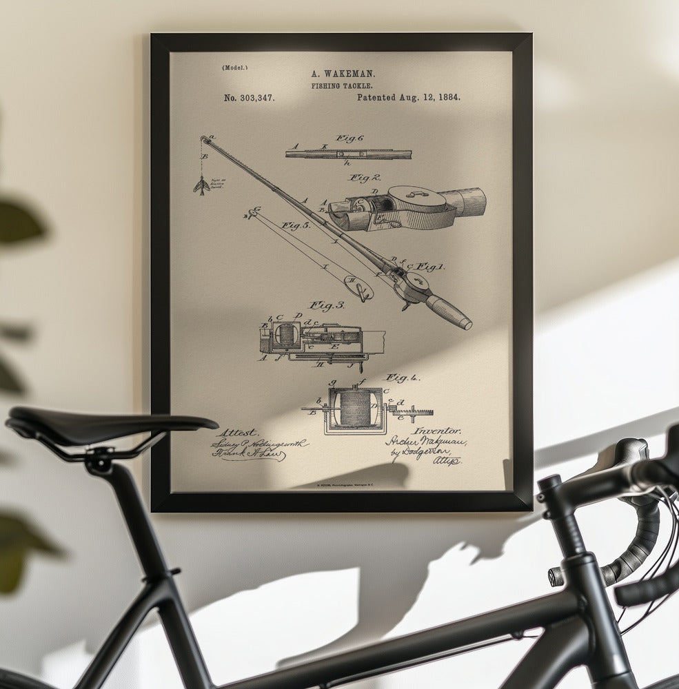 Fishing Tackle Patent 1884 - Poster / Art Print - interiör
