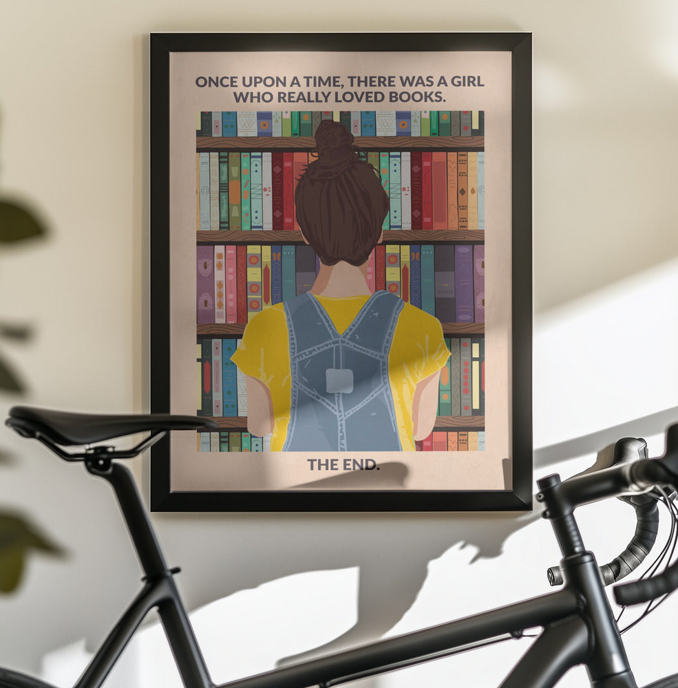 Book Girl (brunette) - Poster / Art Print - interiör