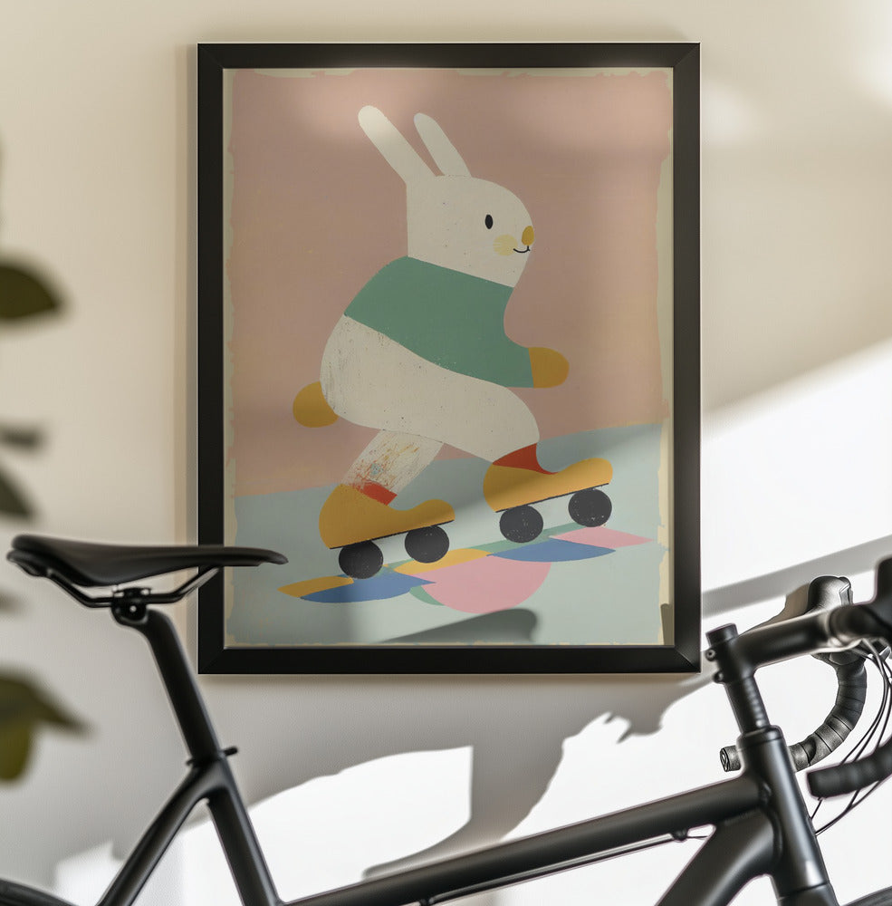 Skating Bunny - Poster / Art Print - interiör