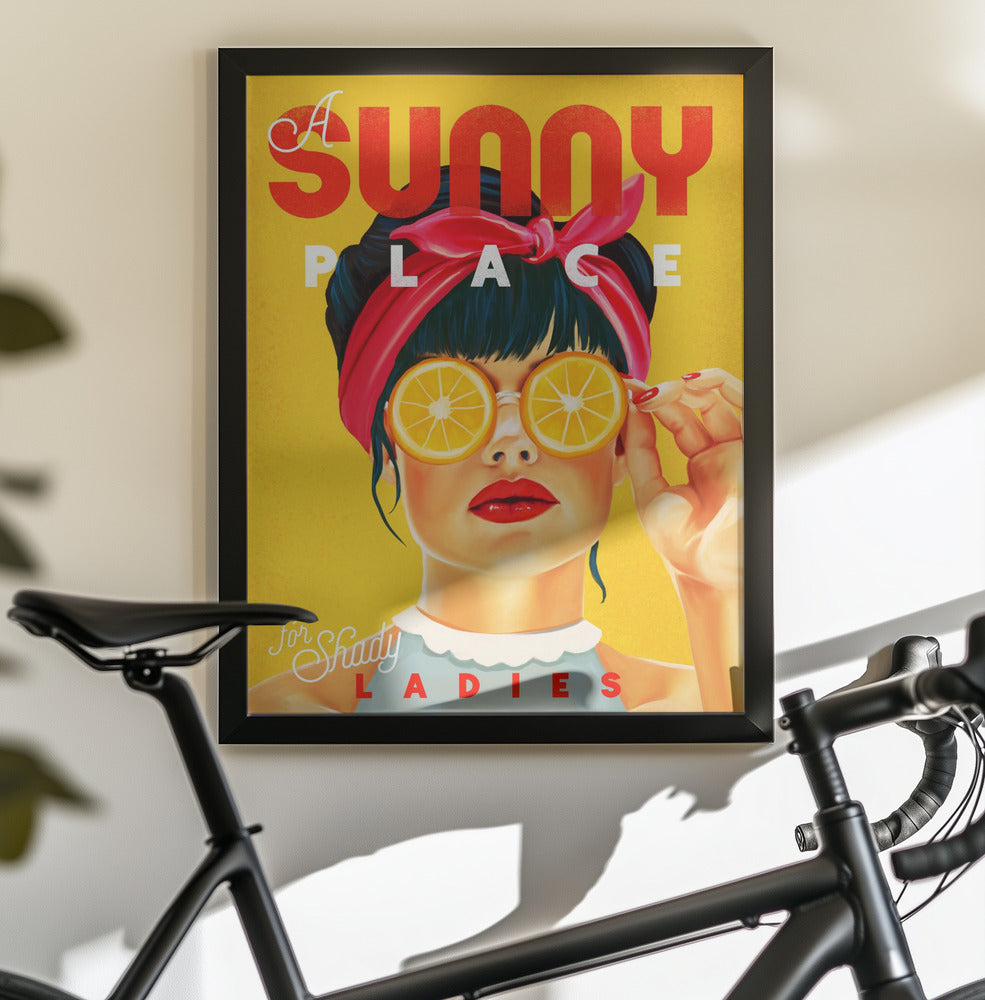 A Sunny Place For Shady Ladies Orange Pinup Art - Poster / Art Print - interiör