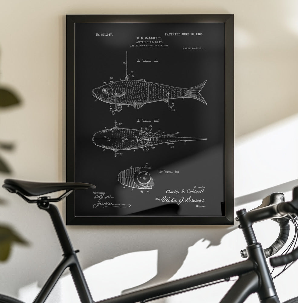 Artificial Bait Patent 1908 - Poster / Art Print - interiör