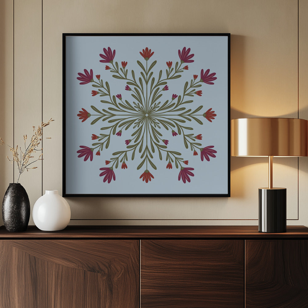 Symmetrical Floral Pattern - Poster / Art Print - interiör
