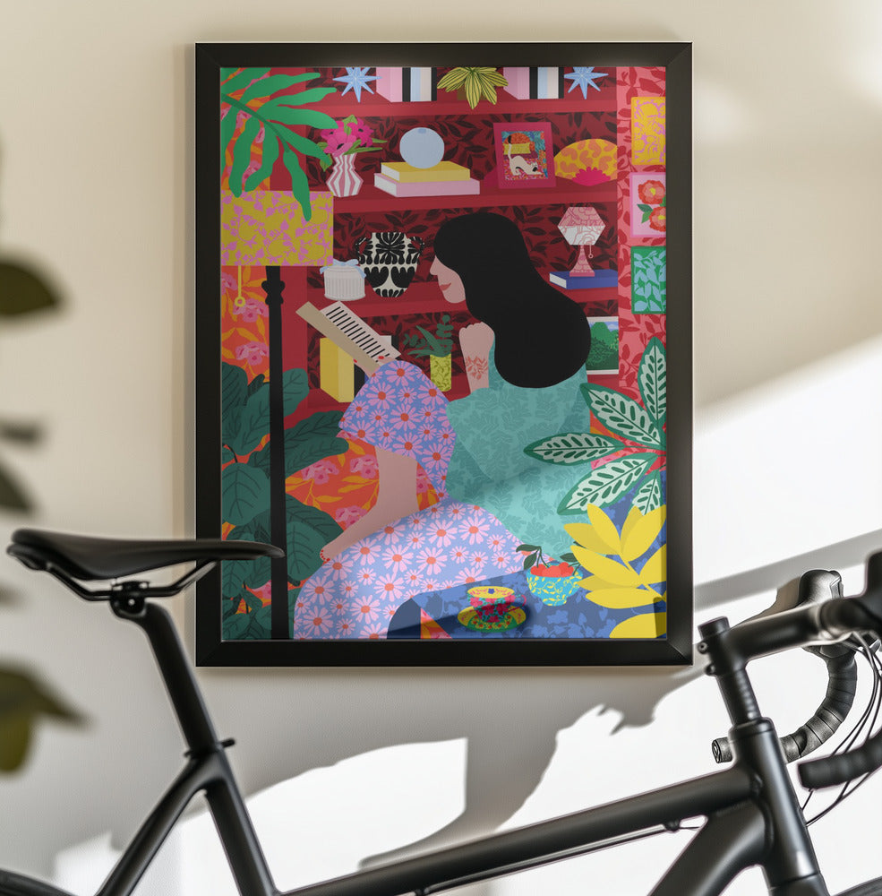 Girl Reading Her Favorite Book - Poster / Art Print - interiör