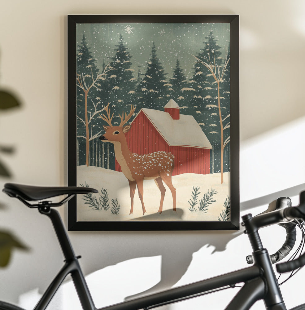 Deer Winter Holiday - Poster / Art Print - interiör