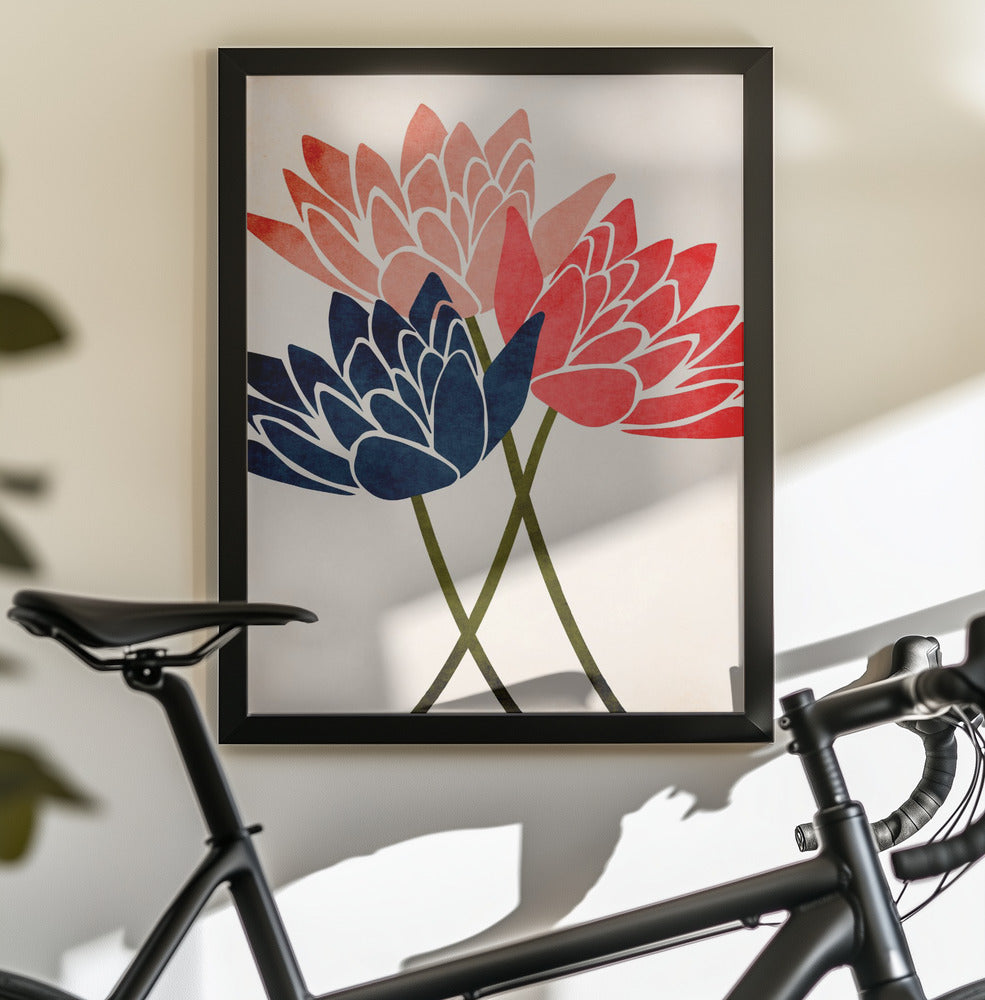 Three Dancing Blossoms - Poster / Art Print - interiör