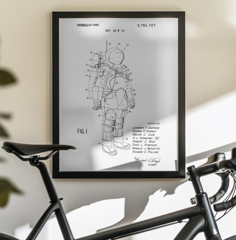 Space Suit Patent 1973 - Poster / Art Print - interiör
