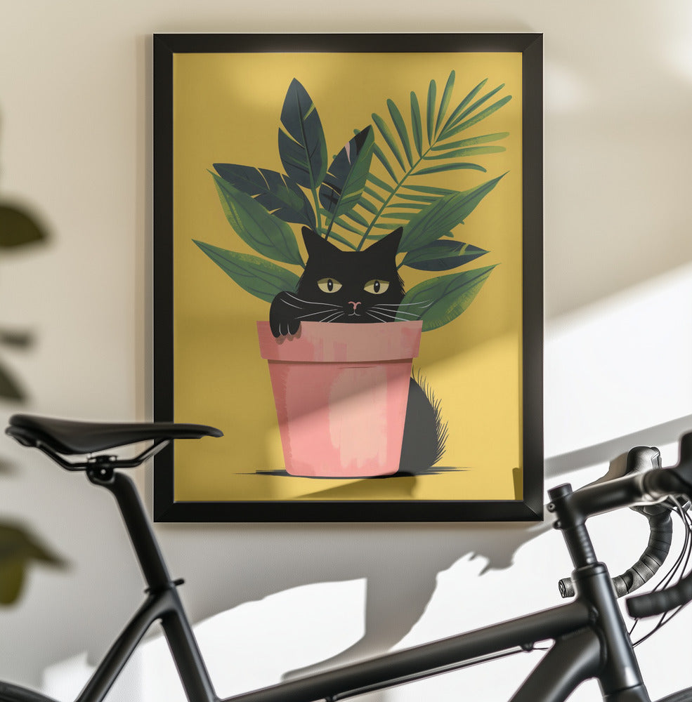 Cat In the Plant - Poster / Art Print - interiör