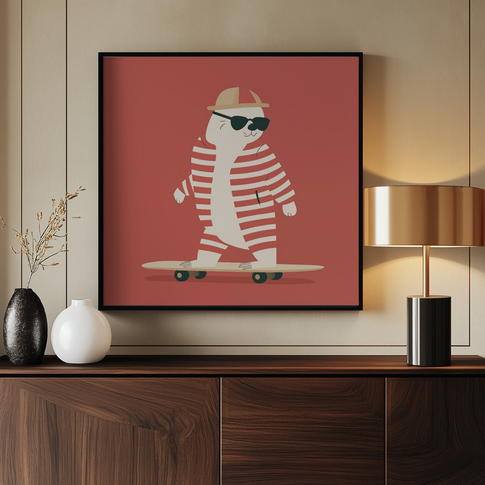 Skateboard Bear - Poster / Art Print - interiör