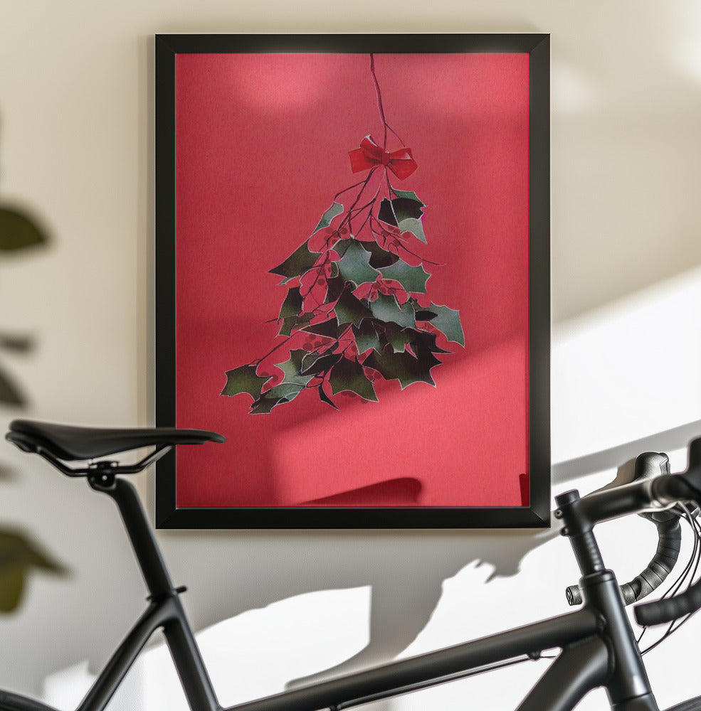 Mistletoe With Red Bow - Poster / Art Print - interiör