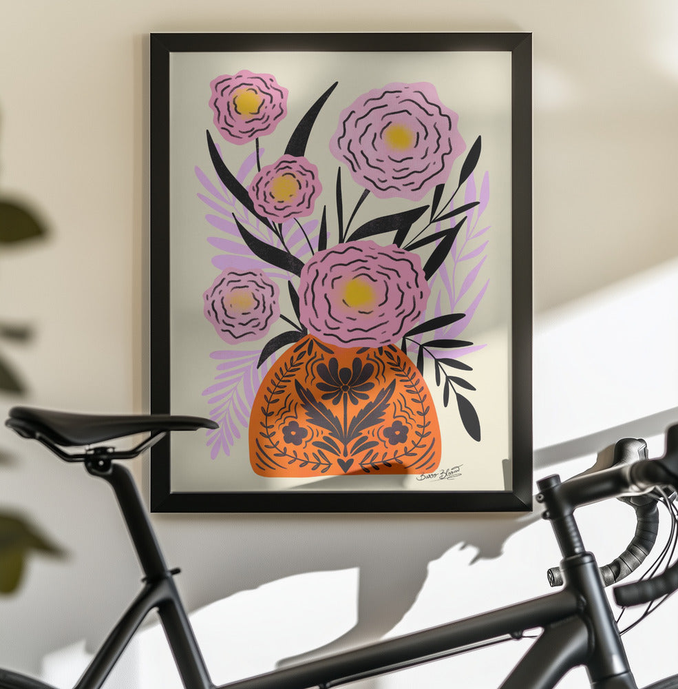 Pink Maxi Flower Vase - Poster / Art Print - interiör
