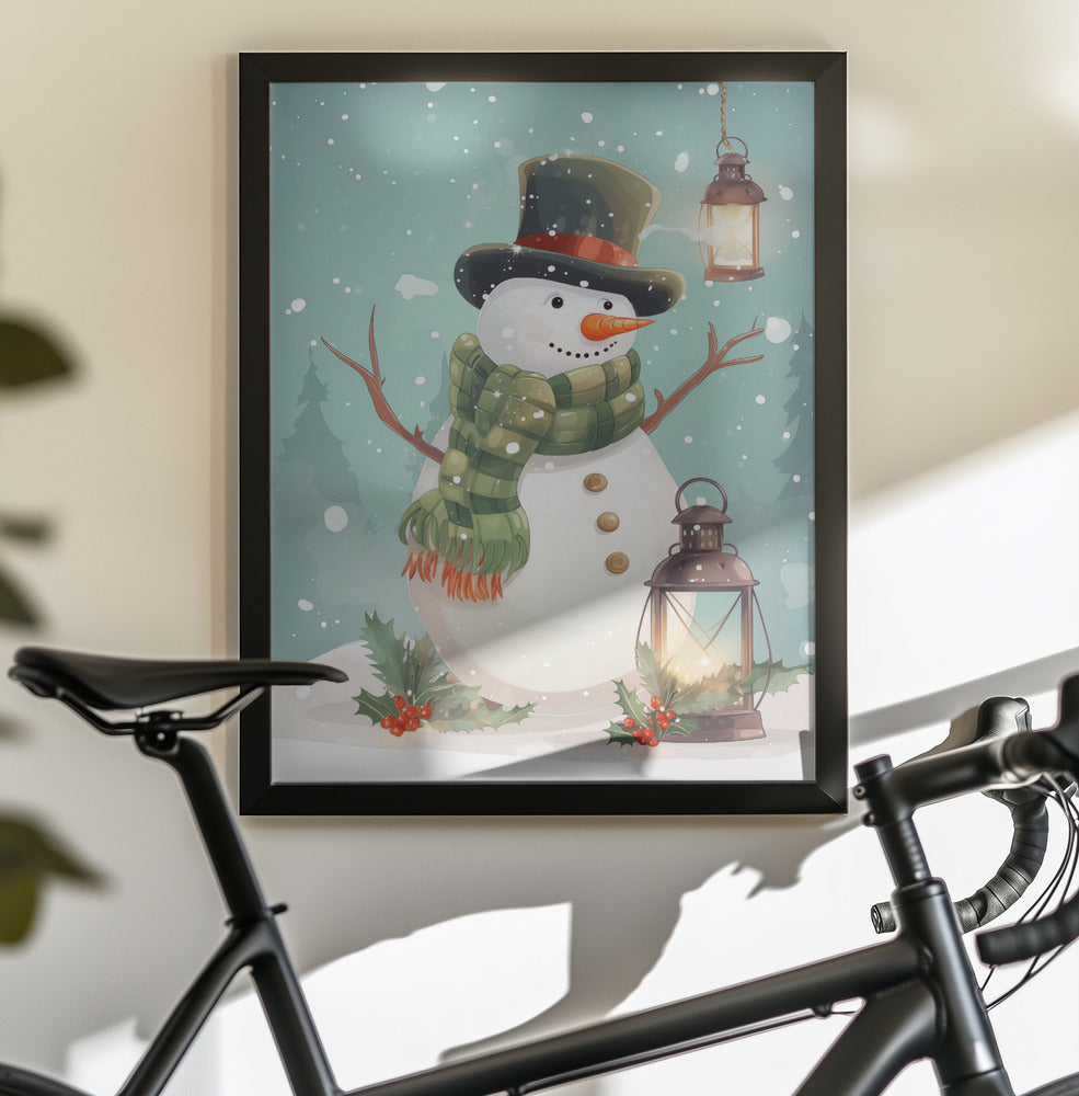 Cute Snowman No 1 - Poster / Art Print - interiör