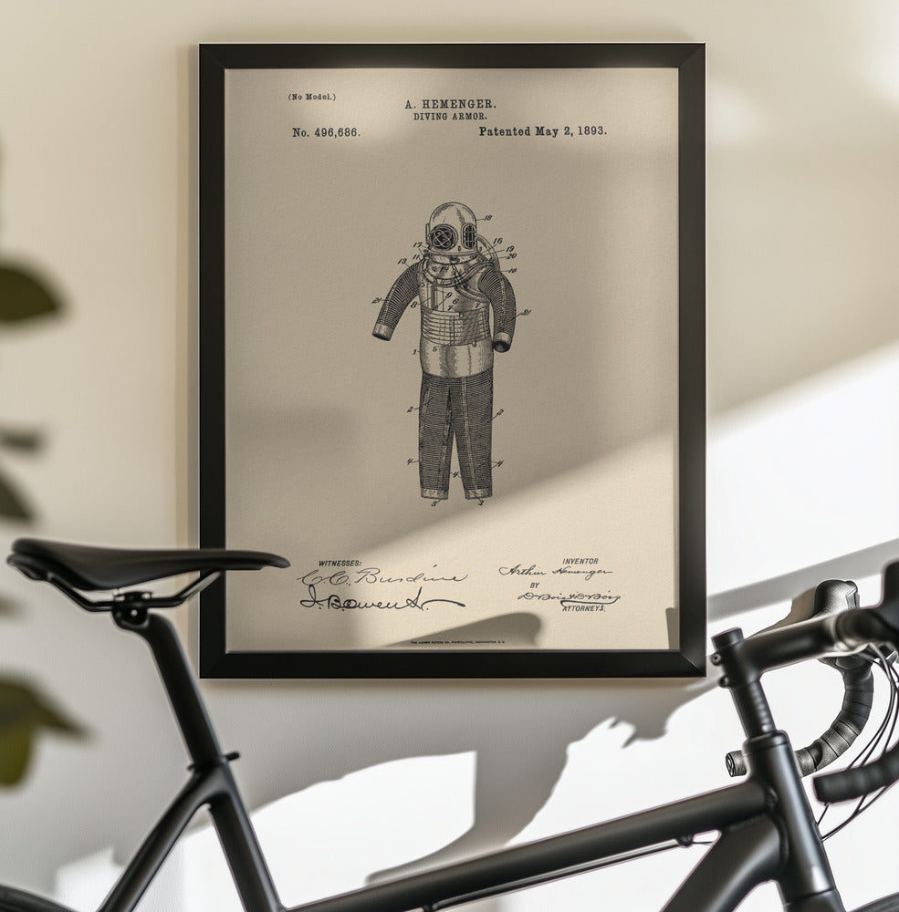 Diving Armor Patent 1893 - Poster / Art Print - interiör