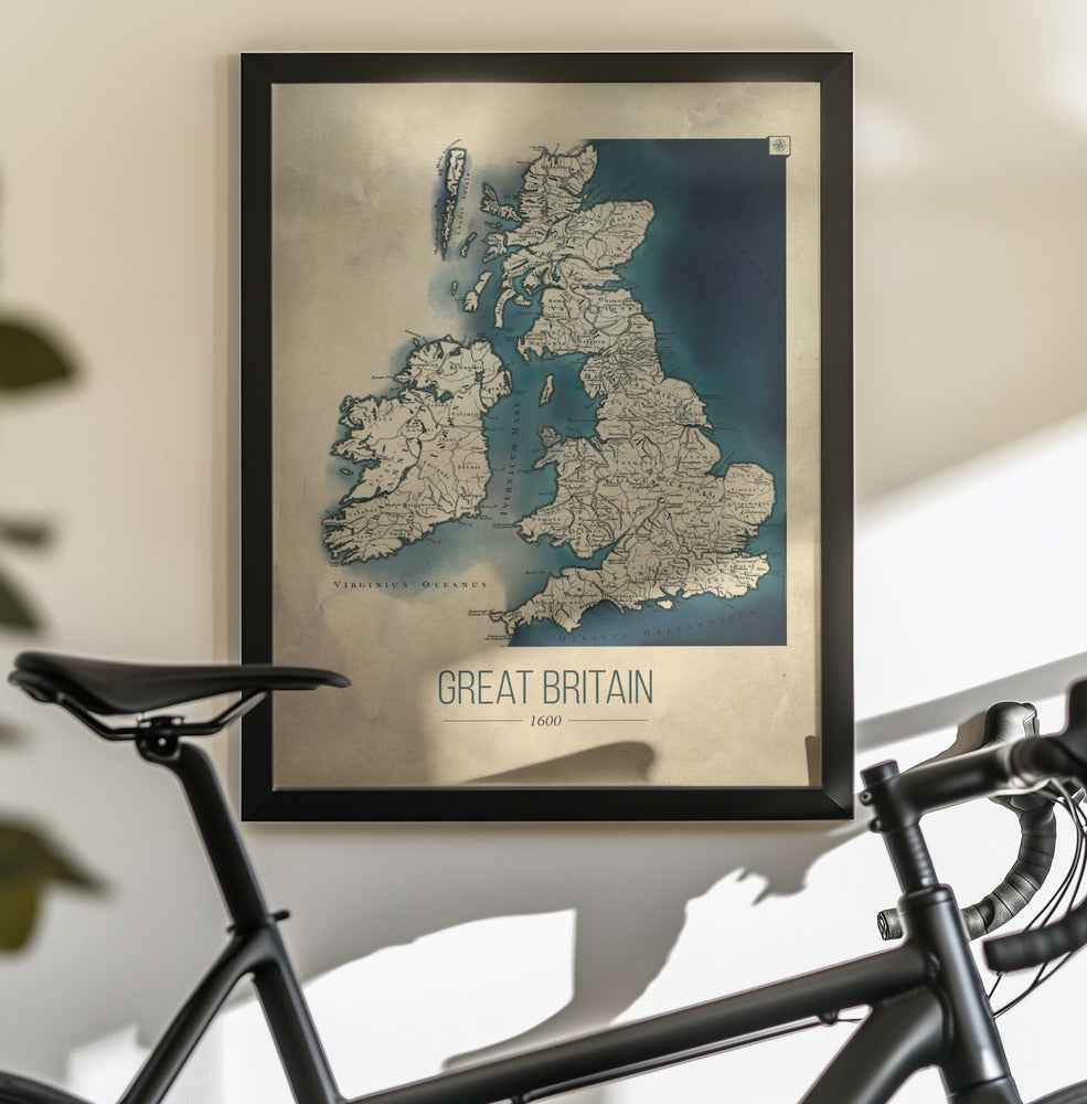 Storbritannien vintagekarta - Poster / Art Print - interiör
