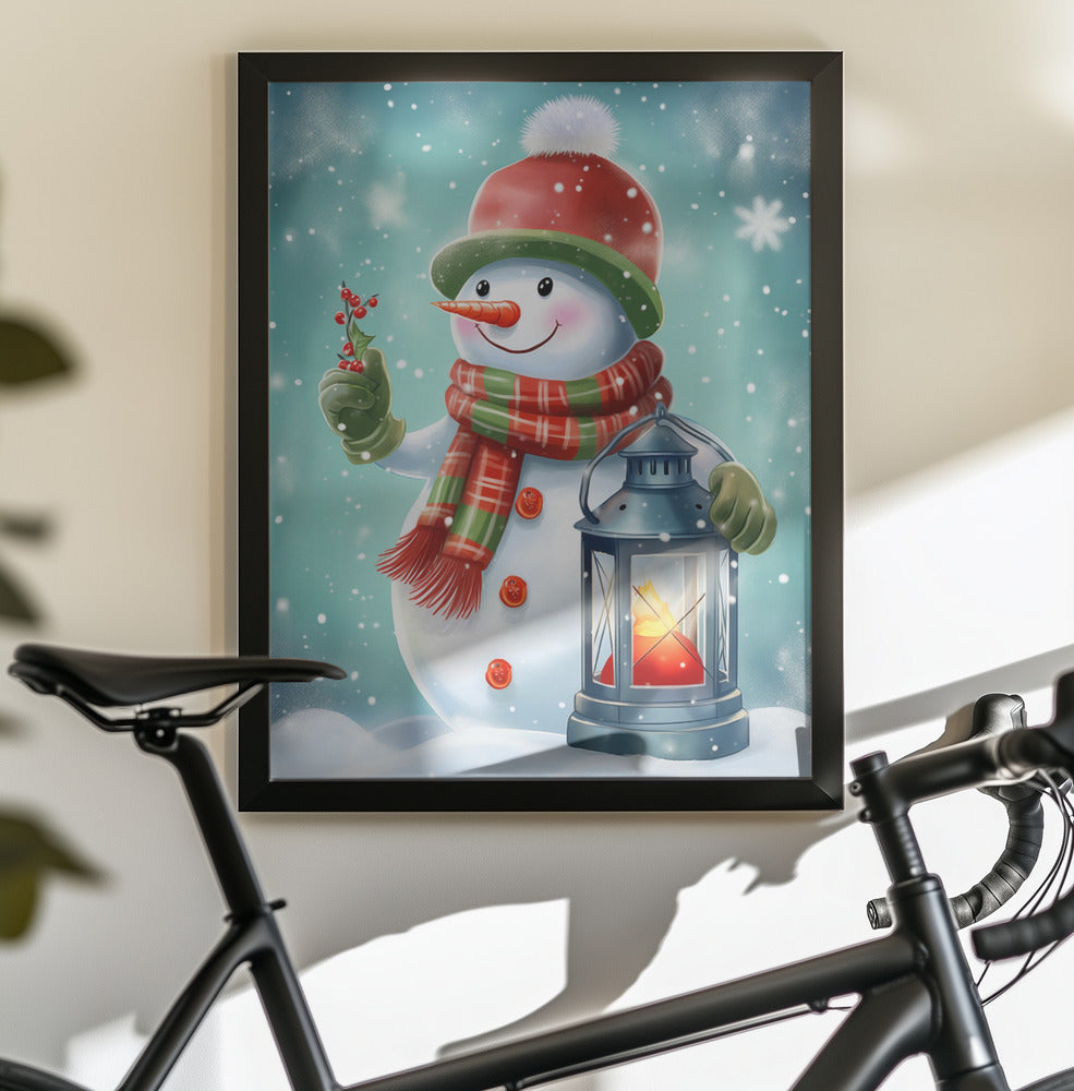 Cute Snowman No 2 - Poster / Art Print - interiör