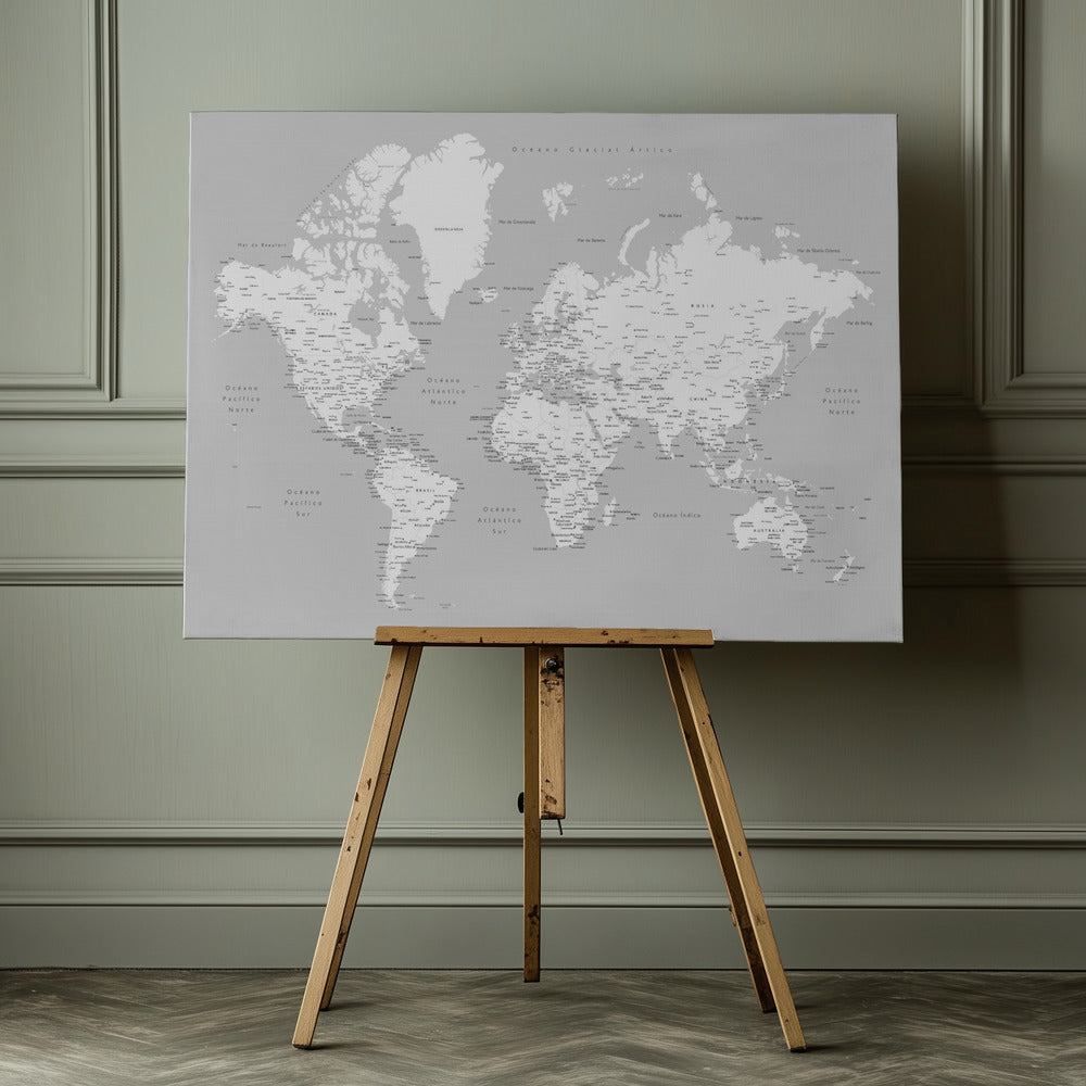 Hart världskarta på spanska - Poster / Art Print - interiör
