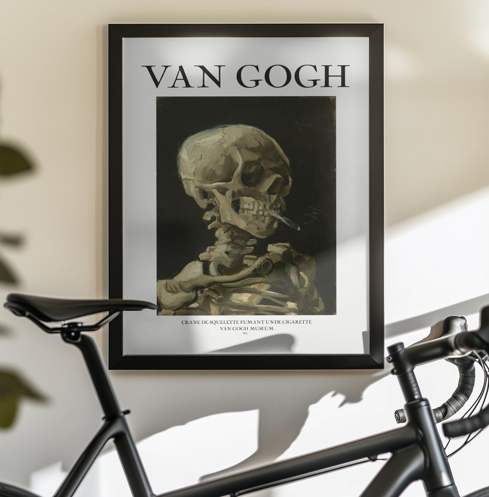 Head of a skeleton with a burning cigarette - Poster / Art Print - interiör