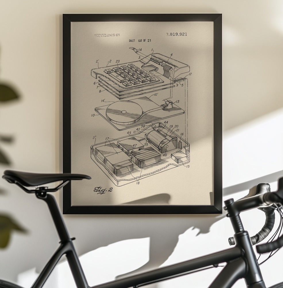 Electronic Calculator Patent 1974 - Poster / Art Print - interiör