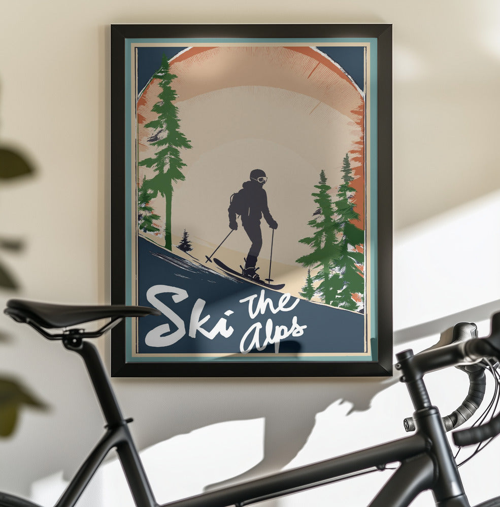 Winter Tourism: Vintage Ski the Alps Poster - Poster / Art Print - interiör