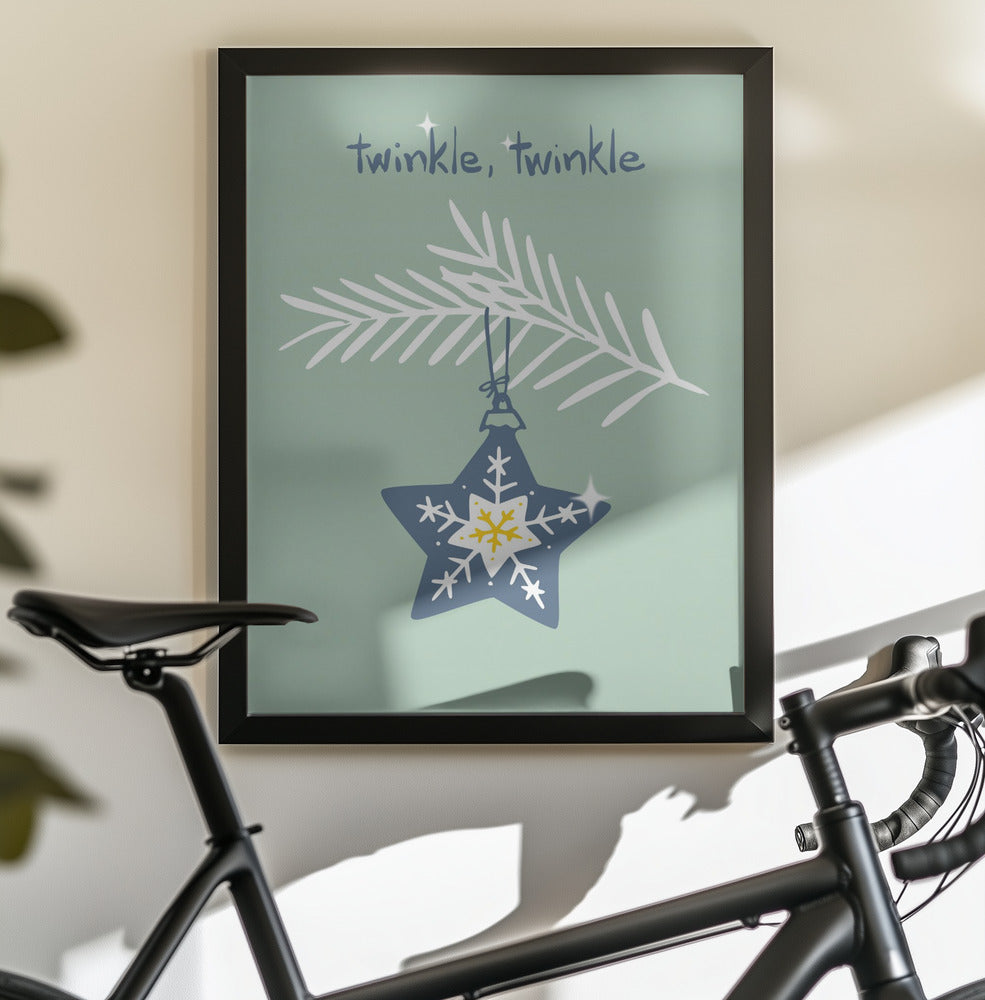 Cheerful twinkle Christmas star mint - Poster / Art Print - interiör