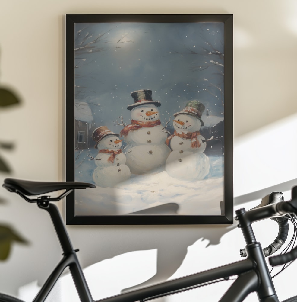 Festive Snowmen Night - Poster / Art Print - interiör