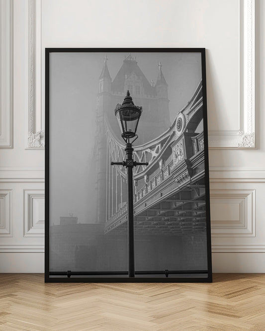 An art print or poster titled 'A bridge too far', likely depicting a scene or theme related to the historical World War II operation or the classic war film. Decor
