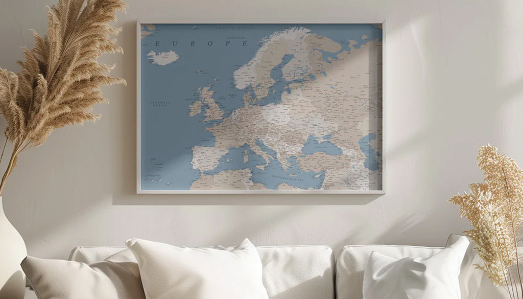 Posters med världskarta
