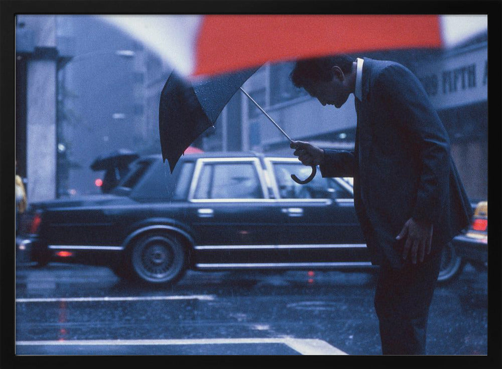 An art print or poster titled 'A bow to the rain' from the 'New York Blues' series, depicting a scene related to rain or a moody New York cityscape, likely featuring blue and grey tones. Poster