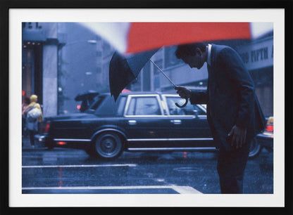 An art print or poster titled 'A bow to the rain' from the 'New York Blues' series, depicting a scene related to rain or a moody New York cityscape, likely featuring blue and grey tones. Poster