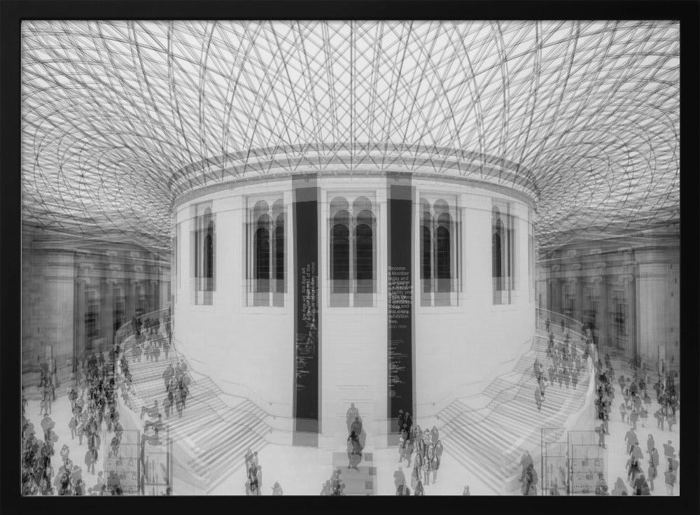 An art print or poster depicting a scene or representation of the British Museum, likely featuring its architecture or interior details, with text indicating 'A visit to the British Museum'. Artwork
