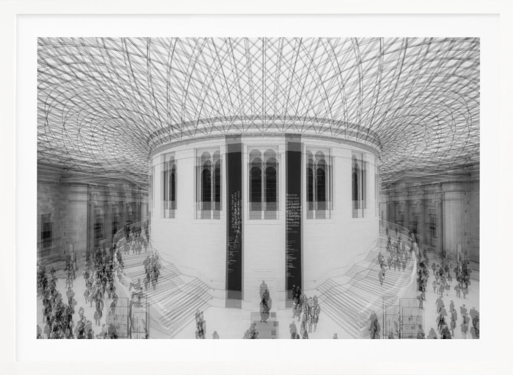 An art print or poster depicting a scene or representation of the British Museum, likely featuring its architecture or interior details, with text indicating 'A visit to the British Museum'. Artwork