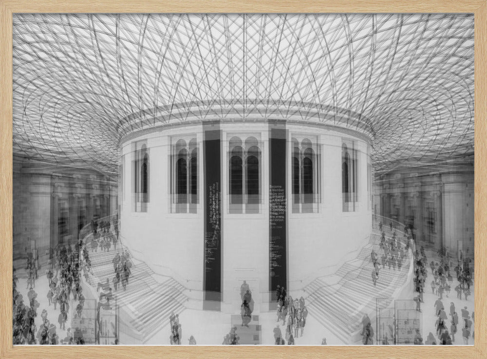 An art print or poster depicting a scene or representation of the British Museum, likely featuring its architecture or interior details, with text indicating 'A visit to the British Museum'. Artwork