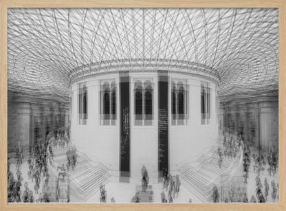 An art print or poster depicting a scene or representation of the British Museum, likely featuring its architecture or interior details, with text indicating 'A visit to the British Museum'. Artwork