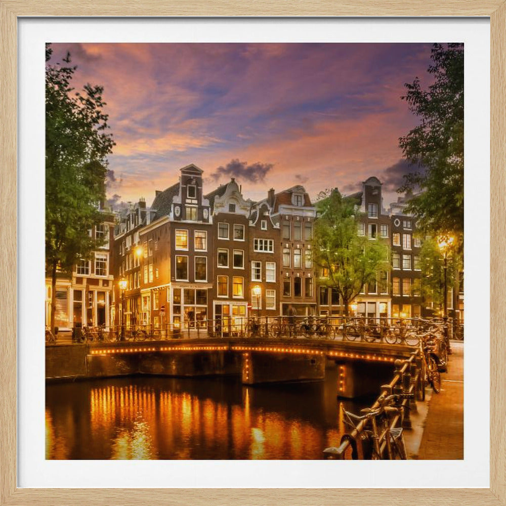 Idyllic impression of the Singel canal in Amsterdam, depicted as an art print. Wall Art