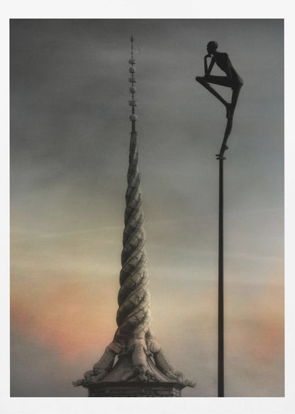A fantasy art print or poster titled 'A tribute to the Dragonspire,' depicting a dramatic, possibly towering structure associated with dragons, in a style suitable for wall decoration. Print