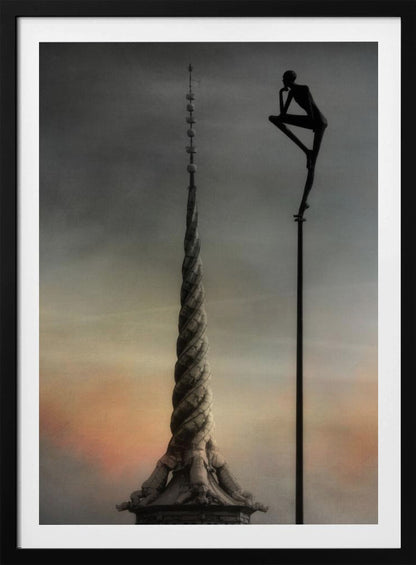 A fantasy art print or poster titled 'A tribute to the Dragonspire,' depicting a dramatic, possibly towering structure associated with dragons, in a style suitable for wall decoration. Print