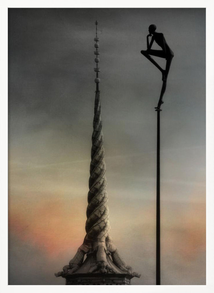 A fantasy art print or poster titled 'A tribute to the Dragonspire,' depicting a dramatic, possibly towering structure associated with dragons, in a style suitable for wall decoration. Print