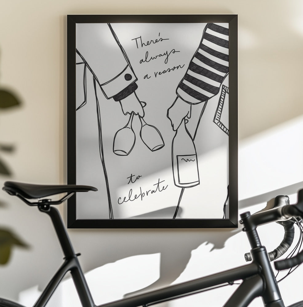 Woman holding wine bottle and wine glass - Poster / Art Print - interiör